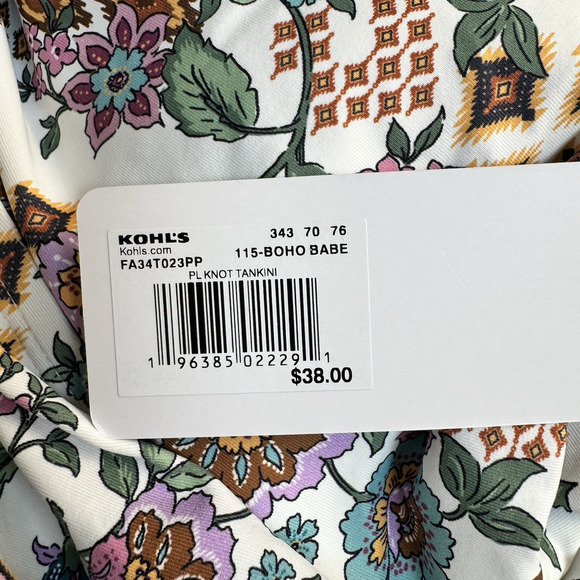 Freshwater Cutout Tankini Top Juniors Plus Size 2X Boho Babe Floral Print - Picture 9 of 11